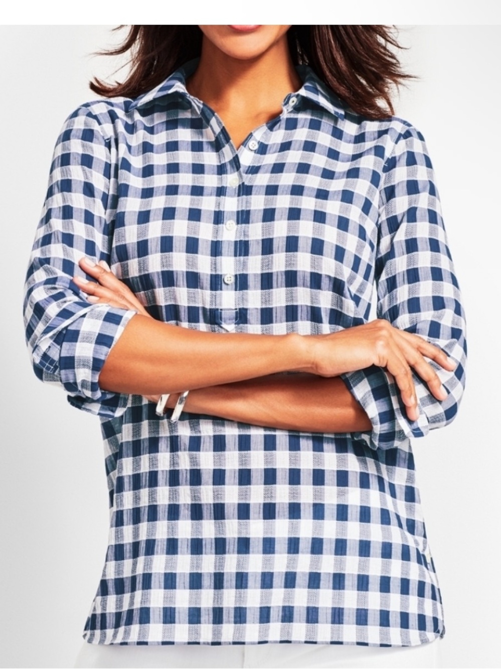 Talbots Gingham Popover Tunic Size Large
